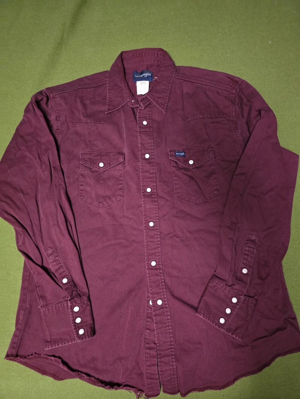Vintage Wrangler Men's Denim Burgundy Snap Button Western Shirt